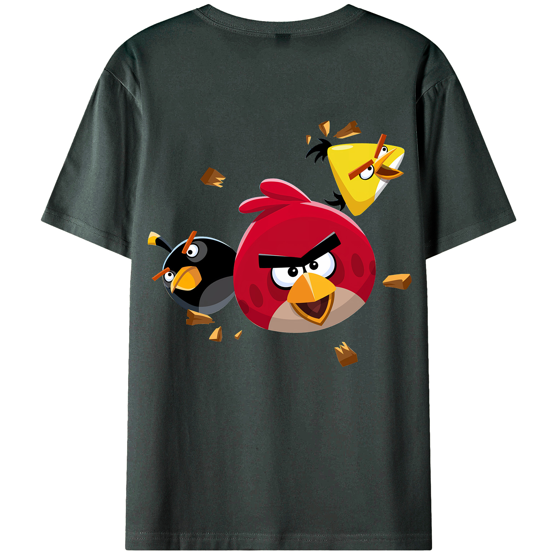 （画像用） Angry Birds アングリーバード 綿100％ メンズ半袖Tシャツ（バックプリント） 通気性